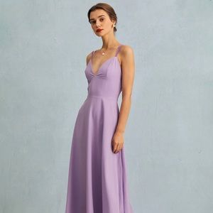 Purple Spaghetti Strap Midi Dress